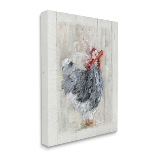 Stupell Industries Farm Chicken in Traditional Brim Hat Chic Bird Canvas Wall Art